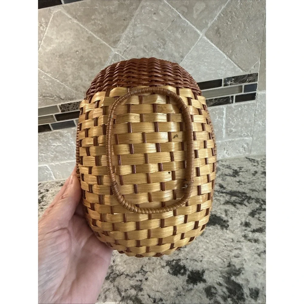 Vintage Wicker Duck Basket Woven Rattan Wood Beak Farmhouse Country Animal Boho